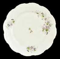 Virágmintás Porcelán Tányér, Matricás, Jelzés Nélkül, Kopott, Hajszálrepedésekkel, D: 25 Cm - Altri & Non Classificati