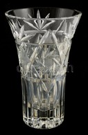 Ólomkristály Váza, Metszett, Kis Karcolásnyomokkal, M: 18,5 Cm - Glas & Kristal