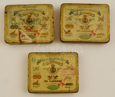 3 Db 'Le Khedive' Fém Cigarettás Doboz, Kopásnyomokkal, Ráírással, 9,5x7,5x1,5 Cm - Autres & Non Classés