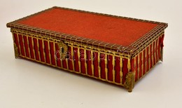 Díszes Fadoboz, Szövet Borítással, Réz Rátétekkel, 22×12×6,5 Cm - Sonstige & Ohne Zuordnung