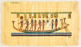Egyiptomi Jelzett, Festett Papirusz Tekercs Tokkal / Papirus 60x40 Cm - Andere & Zonder Classificatie