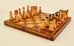 Faragott Fa Sakk Készlet / Chess Carved Wood. - Andere & Zonder Classificatie