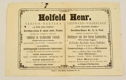 1873 Holfeld Henrik Vászon Raktára A Kék Golyóhoz. Reklámos Számla A Budai Villamos Vasutak Részére. - Ohne Zuordnung