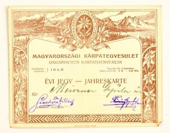 Cca 1900 Igló, Magyarországi Kárpát Egyesület Évi Jegy. / Yearly Ticket - Zonder Classificatie