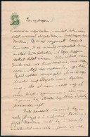 1870 Hegedűs Sándor (1847-1906) Közgadász, Miniszter, író Saját Kézzel írt Szerelmes Levele Jókay Jolánnak 4 Beírt Oldal - Zonder Classificatie