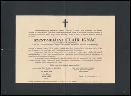 1938 Szentmihályi Clair Ignác (1870-1938) Ny. Honvédelmi H. államtitkár, A III. Oszt. Vaskoronarend és A Polgári érdemke - Unclassified