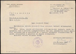 1966 Dr. Solymos Ede (1926-2008) Néprajzkutató, A Bajai Türr István Múzeum Igazgatójának Aláírása A Múzeum Fejléces Papí - Altri & Non Classificati