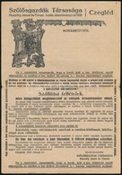 1916 Szőlősgazdák Társasága Cegléd Borárjegyzék - Reclame