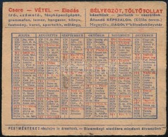 Cca 1940 Reklámos Kártyanaptár 10x8 Cm - Advertising