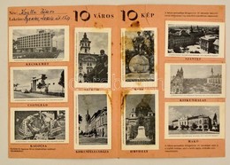 Cca 1960 10 Város 10 Kép, Csokipapír Gyűjtői Prospektus, 10 Beragasztott Kártyával, Teljes, Szeged Nyomda, Foltos, Szaka - Pubblicitari