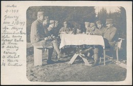 1917 Tiszti Ebéd, Fotólap, A Szélen Feliratozva A Képen Szereplő Személyekkel, Közte Várady Albert (1870-?) Huszártiszt, - Sonstige & Ohne Zuordnung