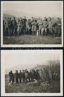 1917 Barátkozás A Tábortűznél Karácsony Napján, Háttérben Az Arat Heggyel (?), Orosz Front, 1917.12.24., 2 Db. Fotó, Raj - Other & Unclassified