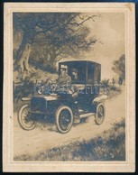 Cca 1901 Automobile-ról Készült Festmény Fotója, Fotó Kartonon, A Hátoldalán Feliratozva, 9x7 Cm - Other & Unclassified