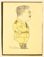 Gebhardt Béla (1901-1990): Katona (karikatúra). Színes Ceruza, Papír, Jelzett, 24×17 Cm - Andere & Zonder Classificatie