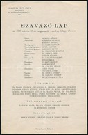 1926 A Nemzeti Vívó Club Szavazólapja Az 1926. évi Rendes Közgyűlésre, A Klub Tisztségviselőinek Névsorával, Pl. Petscha - Zonder Classificatie