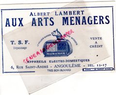 16- ANGOULEME -BUVARD ALBERT LAMBERT AUX ARTS MENAGERS- TSF RADIO- 6 RUE SAINT ANDRE - IMPRIMERIE TOUCY LE RAINCY - Elektrizität & Gas