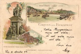 T2/T3 1897 (Vorläufer!) Budapest, Deák Szobor, Buda, Margitsziget. Müller & Trüb No. 5. Litho - Non Classés