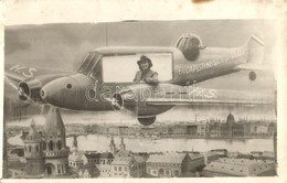 ** T2/T3 1938 Budapest, Nemzetközi Vásár, Repülőgépes Montázslap, Photo (fa) - Zonder Classificatie