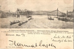 T2/T3 1901 Budapest, Eskü Téri Híd (Erzsébet Királyné Híd), Darus Gőzhajók, Uszályok. Ganz Antal 110. (EK) - Zonder Classificatie