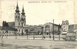 T2/T3 1910 Budapest I. Bomba Tér (ma Batthyány Tér), Budai Vásárcsarnok, Wirth Antal, Petz Ágoston üzletei, Templom (EK) - Zonder Classificatie