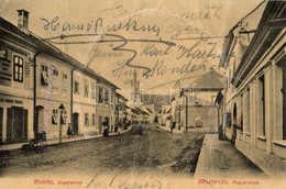 T3/T4 Beszterce, Bistritz, Bistrita; Ungargasse / Magyar Utca, Evangélikus Templom, Első Bádogos Társaság. Kiadja Schell - Non Classés