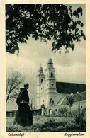 T2/T3 Csíksomlyó, Sumuleu Ciuc; Kegytemplom, Szerzetes / Church With Monk (EK) - Zonder Classificatie