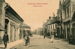 T2 Csíkszereda, Miercurea Ciuc; Rákóczi Utca, Fekete Vilmos, Nagy Gyula üzlete. W. L. (?) 1788. / Street View, Shops - Non Classificati