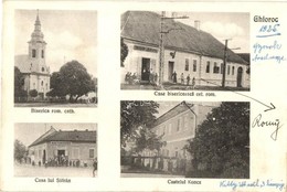 ** T2/T3 Gyorok, Ghioroc; Templom, Teodor Leucutia, Mihai Schneeberger üzletei, Koncz Kastély / Church, Shops, Castle (R - Zonder Classificatie