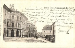 T2 1902 Nagyszeben, Hermannstadt, Sibiu; Mészáros Utca, Kiadja Karl Graef / Fleischergasse / Street View - Non Classificati