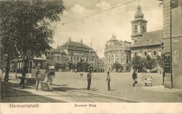 T2/T3 Nagyszeben, Hermannstadt, Sibiu; Fő Tér, Villamos, G. A. Seraphin Kiadása / Grosser Ring / Main Square, Tram (EK) - Zonder Classificatie