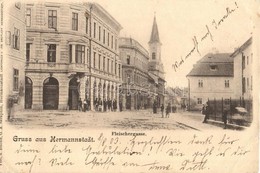 * T2/T3 1902 Nagyszeben, Hermannstadt, Sibiu; Mészáros Utca, Kiadja G. A. Seraphin / Fleischergasse / Street View (Rb) - Non Classificati