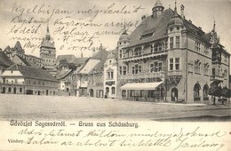 T2 Segesvár, Schässburg, Sighisoara; Fő Tér, Gyógyszertár, Josef Girscht üzlete. Vándory Kiadása / Hauptplatz, Apotheke  - Zonder Classificatie