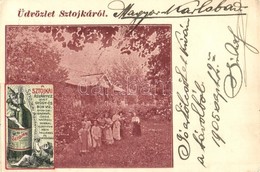 T2/T3 1905 Sztojkafalva, Sztójka, Stoiceni; Üdvözlet Sztojkáról! Forrás Ház, Nyaraló. Sztojkai ásványvíz Reklámja A Képe - Zonder Classificatie