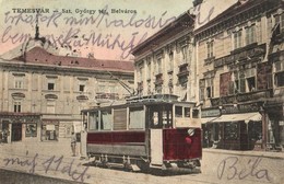 T3 Temesvár, Timisoara; Belváros. Szent György Tér, Farber Miksa, Szeibert Péter, Klein, Berger Ármin üzlete, Országos K - Zonder Classificatie