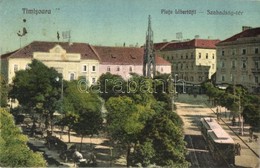 T2/T3 Temesvár, Timisoara; Piata Libertatii, Tramvai / Szabadság Tér, Villamos, üzletek / Liberty Square, Tram, Shops (E - Zonder Classificatie