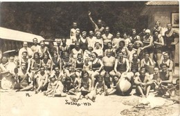 * T2 1931 Tusnádfürdő, Baile Tusnad; Fürdőzők Csoportképe, Férfiak Pingpong ütővel / Bathing People, Men With Ping Pong  - Ohne Zuordnung