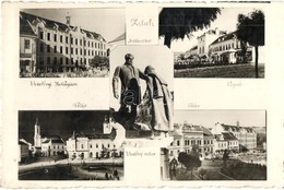 T2 Zilah, Zalau; Wesselényi Kollégium és Eltávolított Szobor, Fő Tér, Vigadó / Boarding School, Monument, Main Square, R - Ohne Zuordnung