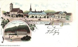 T2/T3 1899 Bazin, Bösing, Bözing, Pezinok; Fő Tér, Vasfürdő / Hauptplatz, Eisenbad / Main Square, Spa Hall, Bathing Hous - Zonder Classificatie