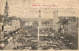 * T3/T4 Besztercebánya, Banska Bystrica; Látkép A Piaccal / Market With Vendors (fa) - Zonder Classificatie