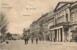 T2 1910 Kassa, Kosice; Fő Utca, Kir. Törvényszék, Jelzálogbank, Forgách-palota, Kiadja Divald K. Fia Eperjes / Street, C - Zonder Classificatie