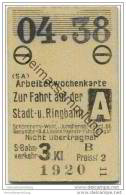 Berlin S-Bahn - Arbeiterwochenkarte 04. 1938 - Stadt- Und Ringbahn - 3. Klasse - Europa