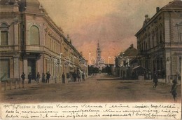 T2 1905 Belovár, Bjelovar; Utcakép, Templom, Dragoner üzlete / Street View With Church And Shop - Non Classés