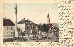 T2/T3 1899 Zagreb, Zágráb, Agram; Kaptolski Trg / Utcakép, Boldogasszony Szobor, Piac, Templom. A. Brusina Kiadása / Squ - Unclassified