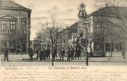 T2/T3 Szabadka, Subotica; Szentháromság Tér, Batthyány Utca, Grünbaum Mór üzlete, Kiadja Víg Zsigm. Sándor / Square, Str - Ohne Zuordnung