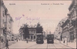 T2 Újvidék, Novi Sad; Erzsébet Tér, Posta, Pályaudvari Villamosok, Gyógyszertár / Square, Post Office, Trams, Pharmacy - Ohne Zuordnung