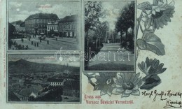 T2/T3 1898 Versec, Vrsac; Fő Tér, Várhegy, Sétány / Main Square, Castle Hill, Promenade, Art Nouveau Floral - Zonder Classificatie