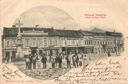 T2 Versec, Vrsac; Ferenc József Tér, Riegler János, B. Scheater és Bruder Hofmann üzlete / Square, Shops - Zonder Classificatie