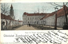 T3 1899 Zombor, Sombor; Bajai út, Tanító Képezde / Street View With Teachers Training Institute (kis Szakadás / Small Te - Zonder Classificatie