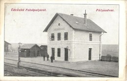 T3 1911 Felsőpulya, Oberpullendorf; Vasútállomás, Pályaudvar, Létra, Vasutasok / Railway Station, Ladder, Railwaymen (ki - Ohne Zuordnung