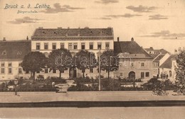 * T2/T3 1920 Lajtabruck, Bruck And Der Leitha; Bürgerschule / Népiskola, A. Strauss üzlete / School, Shop (EK) - Non Classés